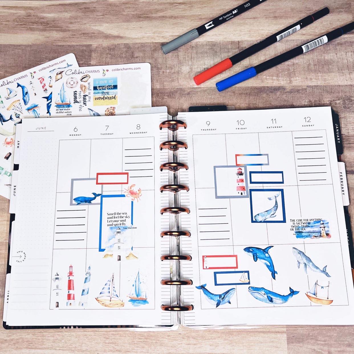 Nantucket Holiday Planner Stickers | Whales Stickers | Lighthouses | Sailboat Planner Sticker Kit | Seasonal Planner Stickers