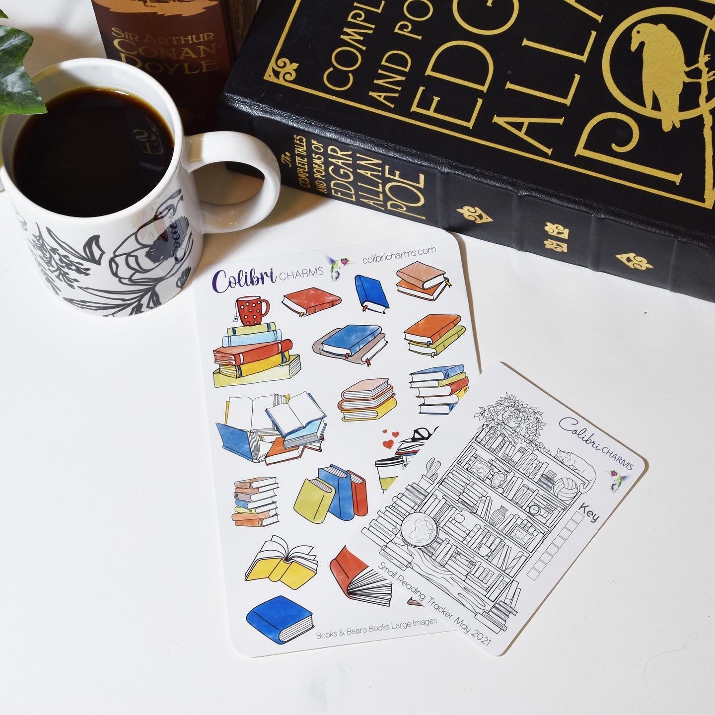 Books & Beans Planner Stickers | Reading Stickers | Coffee and Cats Planner Sticker Kit | Seasonal Planner Stickers