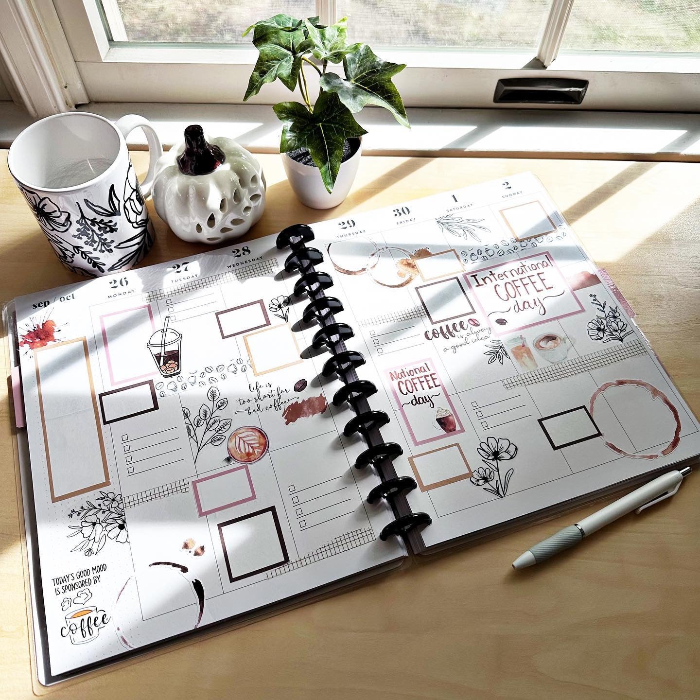 Coffee Shop Box Planner Stickers | Caffeine Lover Happy Planner Stickers | Seasonal Planner | Tea Drinker