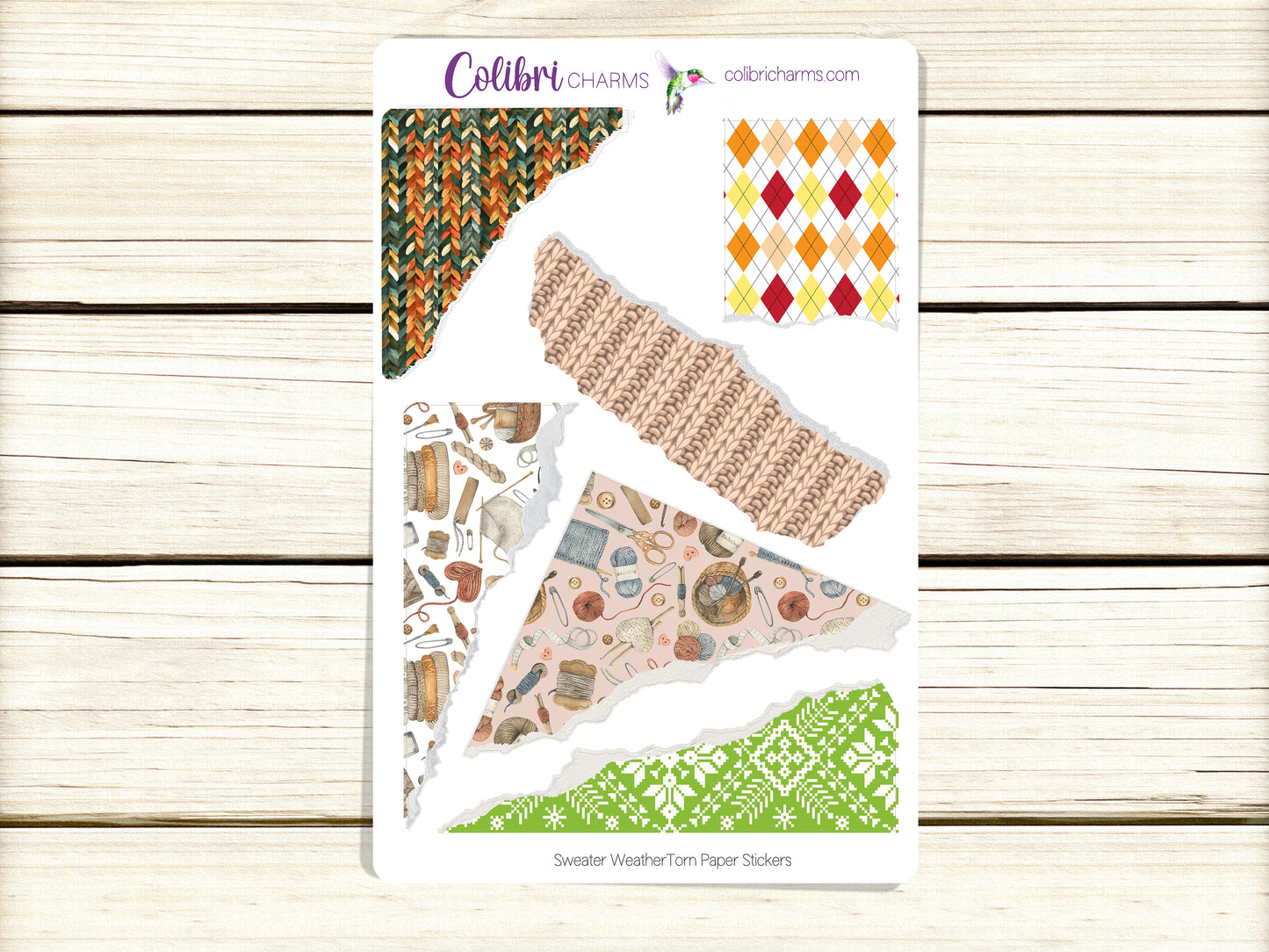 Sweater Weather Torn Paper Stickers | Autumn Deco Planner Stickers | Distressed Ripped Paper