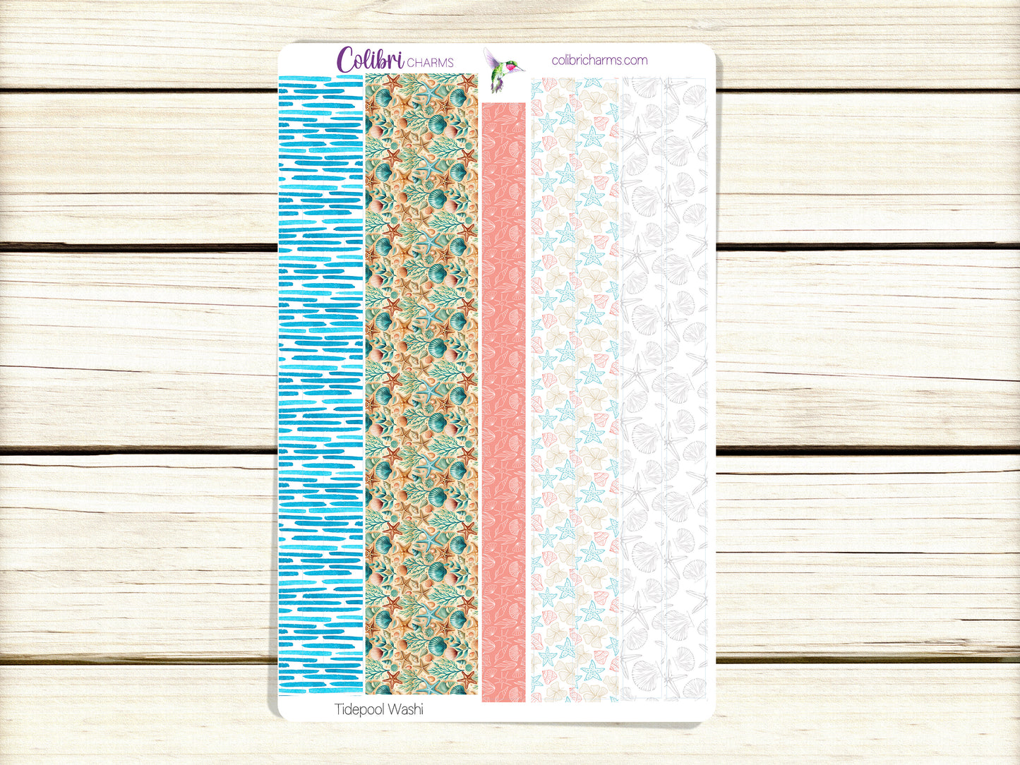 Tidepool Washi Strip Stickers, Beach Deco, Seaside Planner Stickers, Seasonal Planner Stickers
