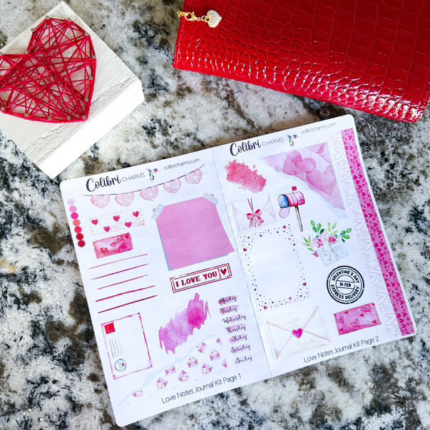 Love Notes Journal Kit, Planner Stickers, Valentine's Day Journaling, Letters Bujo Kit, Seasonal Planner Stickers