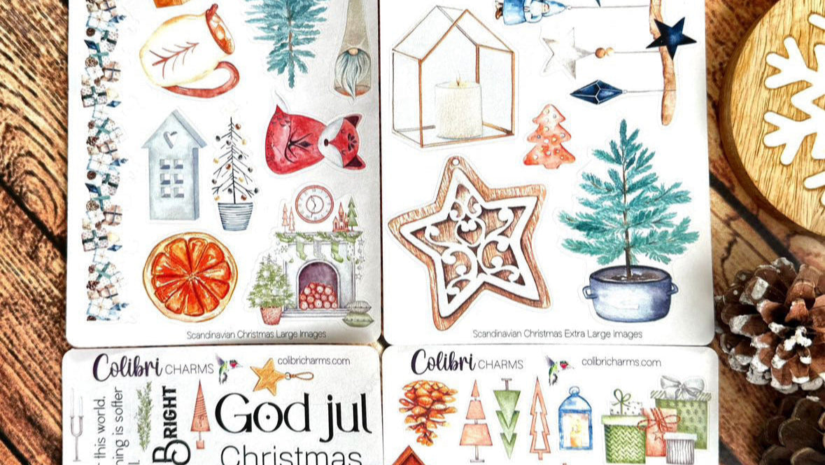 Scandinavian Christmas Planner Stickers, Winter Deco Stickers, Hygge Deco, Nordic Holiday Planner Sticker Kit, Seasonal Planner Stickers
