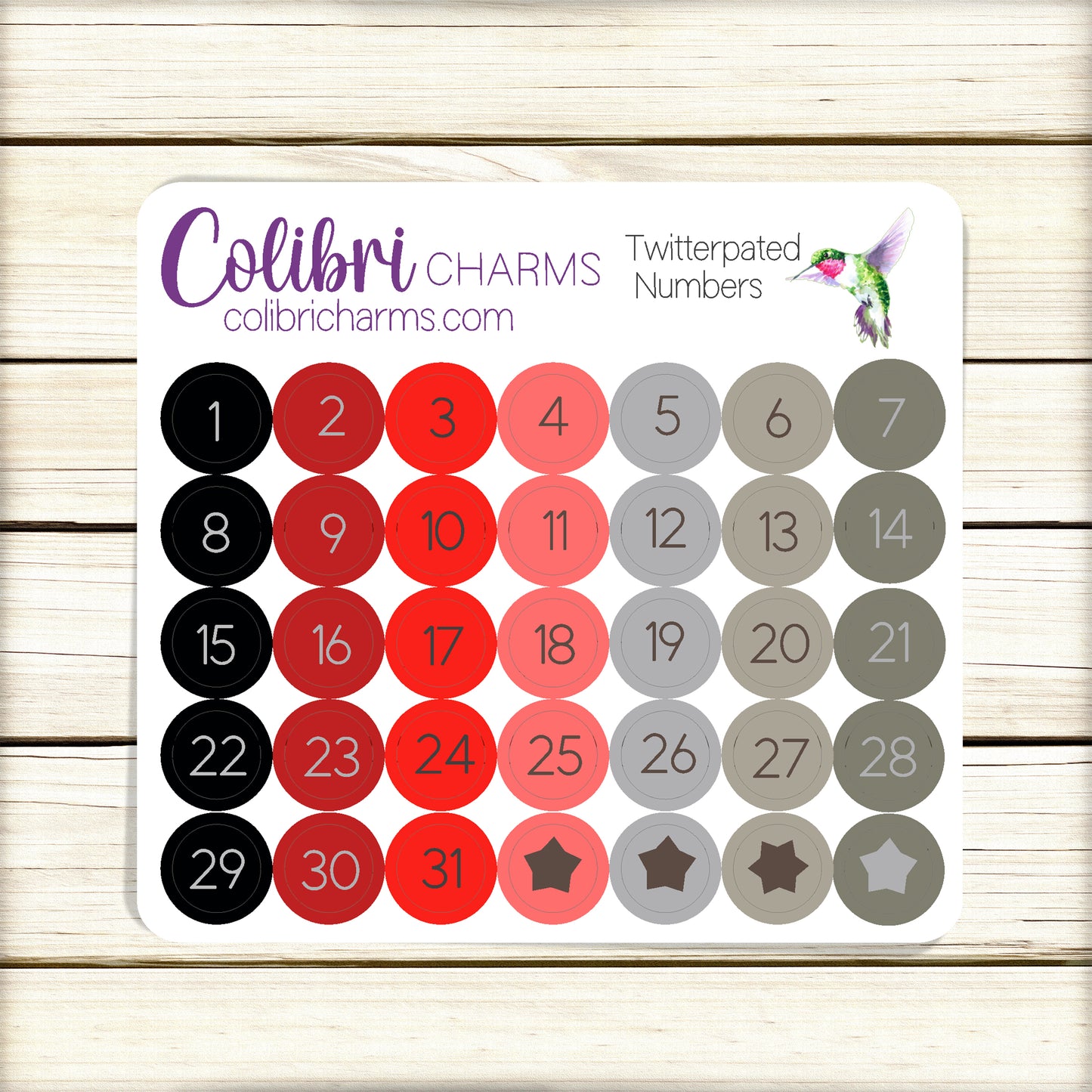 Twitterpated Brushstroke Days of the Week Planner Stickers | Colorful Valentine Watercolor DOTW | Number Stickers | Date Dots