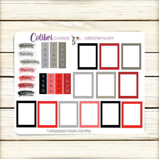 Twitterpated Weeks Monthly Planner Stickers | Valentine Watercolor DOTW | Tiny Number Stickers | Date Dots