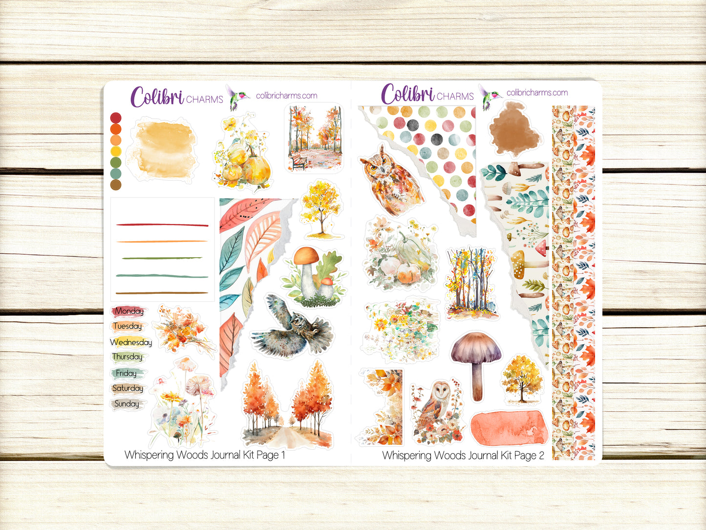 Whispering Woods Journal Kit | Planner Stickers | Autumn Journaling | Owl Bujo Kit | Seasonal Planner Stickers