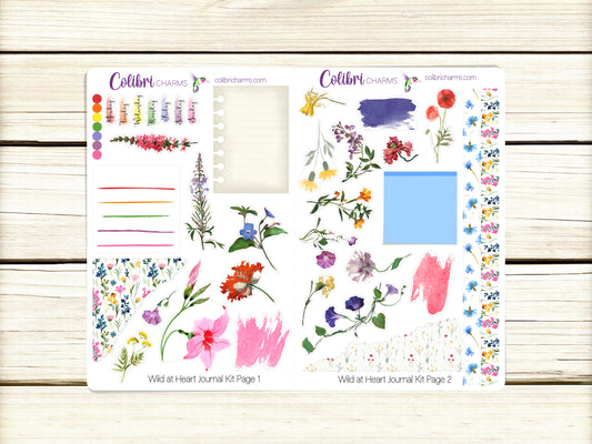 Wild at Heart Journal Kit, Planner  Stickers, Wildflower Journaling, Spring Bujo Kit, Seasonal Floral Planner Stickers