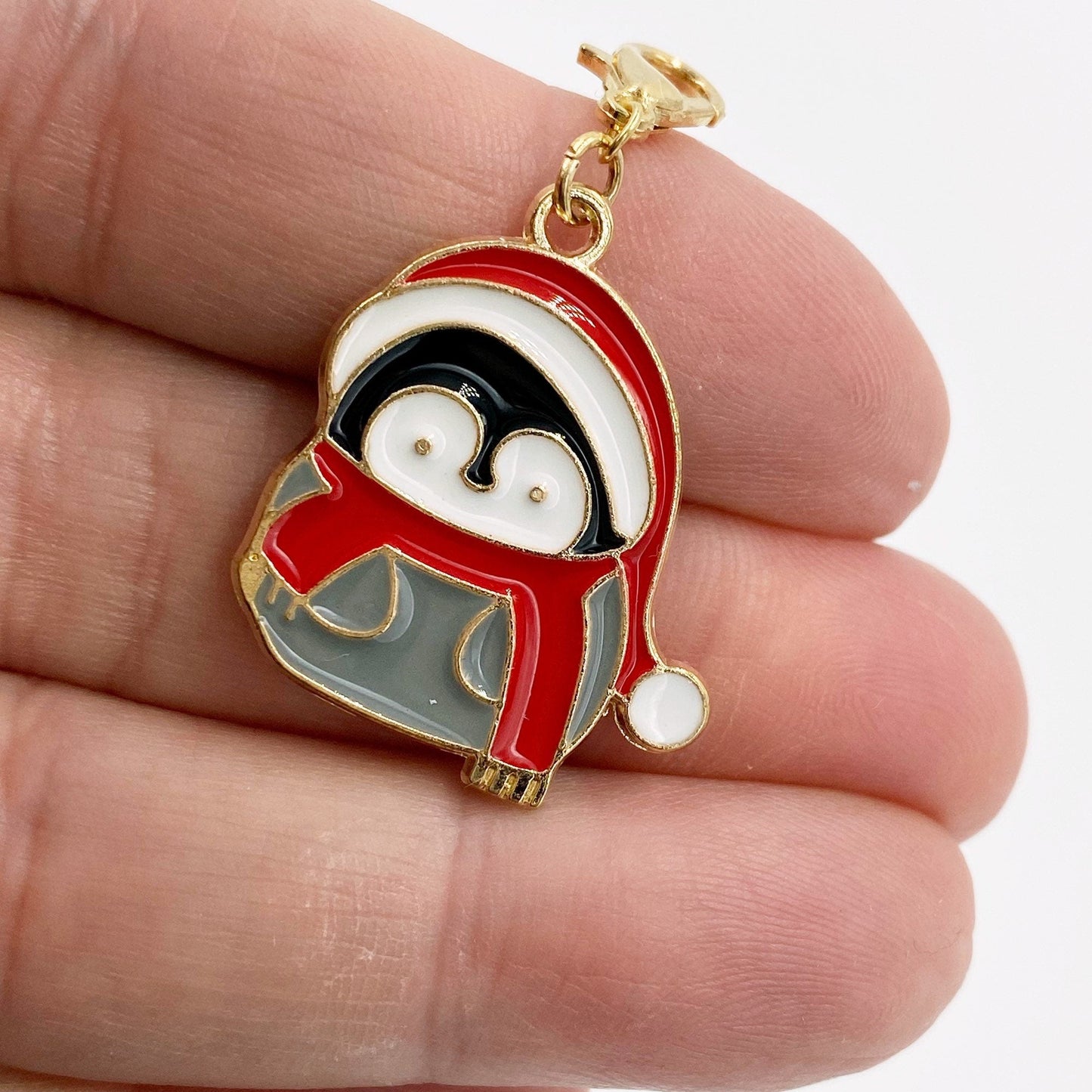 Penguins Charm | Holiday Planner Clip | Christmas Stitch Marker | Winter Bookmark