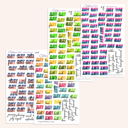 Days of the Week Planner Stickers | DOTW Stickers | Daily Stickers Multiple Colorways | Seasonal Planner Stickers