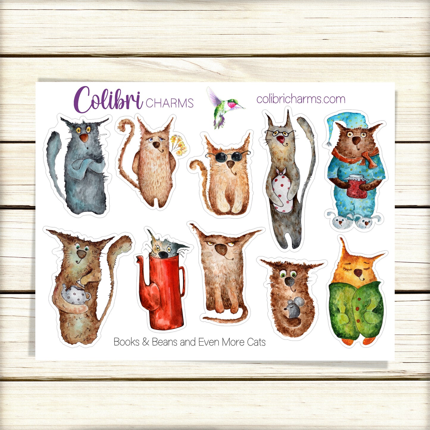 Cat Lovers Planner Stickers | Funny Kitties Planner Sticker Kit | Furbaby Stickers | Books & Beans Planner Stickers | Perfect Teacher Gift