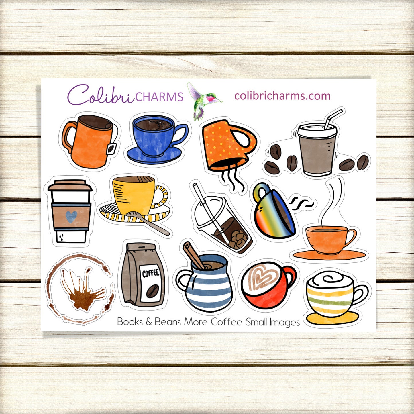 Coffee Lovers Planner Stickers | Tea Lover's Stickers | Coffee Drinker Planner Sticker Kit | Books & Beans Planner Stickers | Teacher Gift