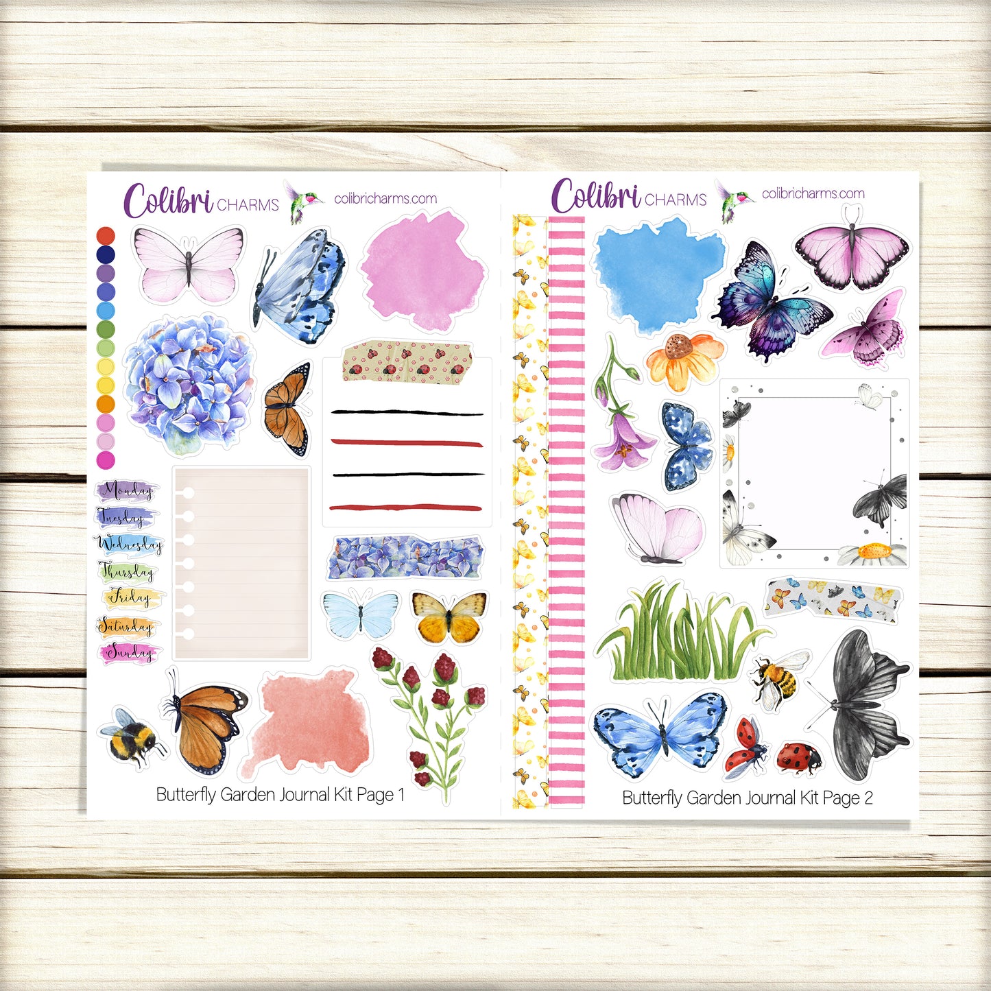 Butterfly Garden Journal Kit | Spring Planner Decor | Flower Lover Stickers | Pollinator Planner Stickers | Bullet | Bujo