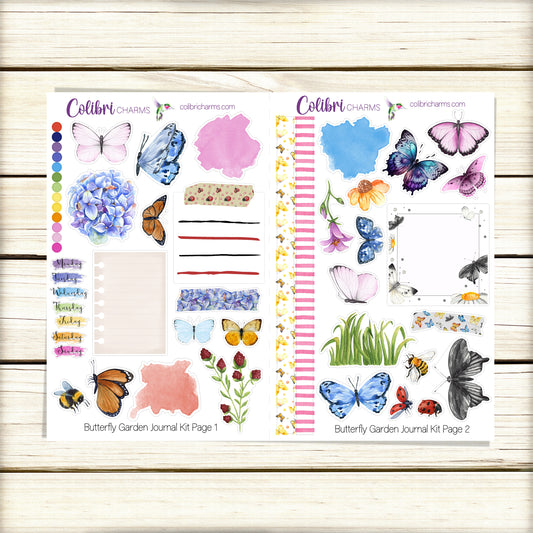 Butterfly Garden Journal Kit | Spring Planner Decor | Flower Lover Stickers | Pollinator Planner Stickers | Bullet | Bujo