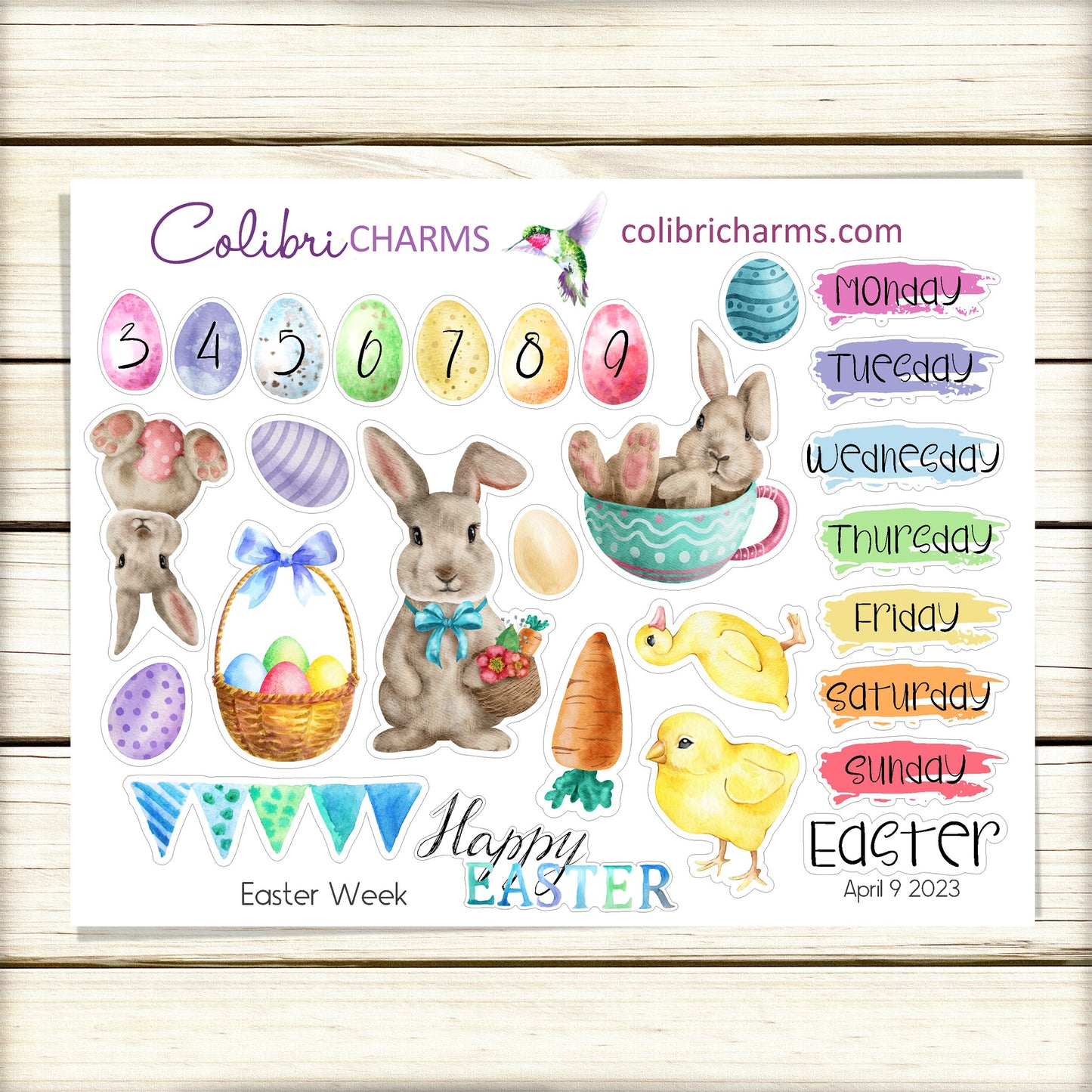 Easter Week Planner Stickers | Watercolor Easter Stickers | Holiday Sticker Sheet | Seasonal Planner Stickers