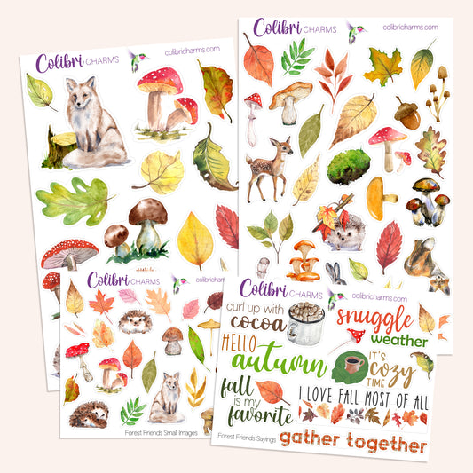 Forest Friends Planner Stickers | Critters Stickers | Deco | Autumn Leaf Planner Sticker Kit | Seasonal Planner Stickers