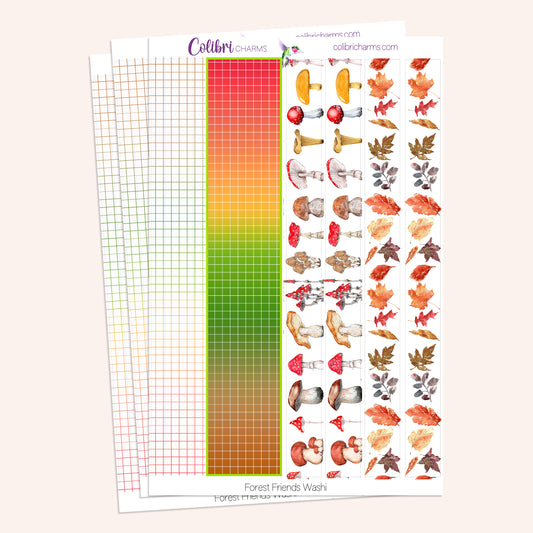 Forest Friend Washi Strip Stickers | Deco |Autumn Planner Stickers | Seasonal Planner Stickers