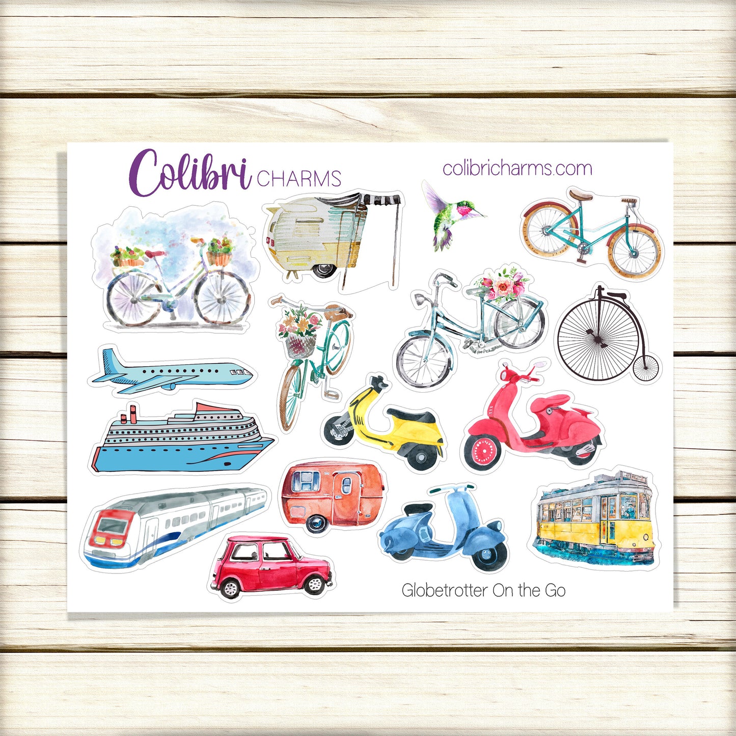 Modes of Transportation | Travel Journal Stickers | Globetrotter Destination Planner Stickers | Vehicle Stickers | On the Go Planner Stickers