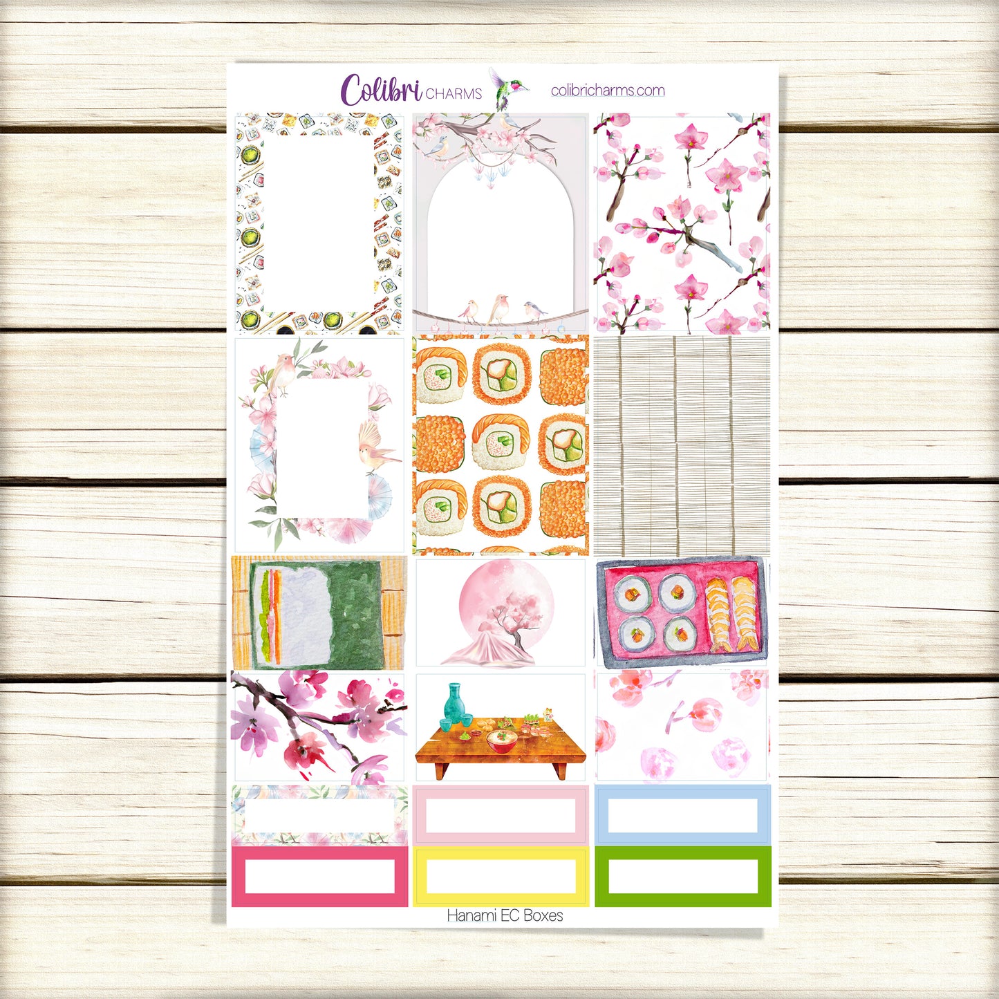 Hanami Box Planner Stickers | Sushi and Sakura Happy Planner Stickers | Spring Seasonal Planner | Cherry Blossoms