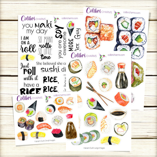 Sushi Puns Planner Stickers | Hanami Deco Stickers | Japanese Deco | Deco Planner Sticker Kit