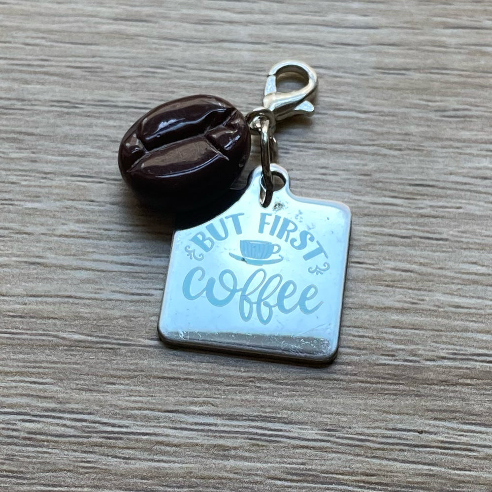 But First, Coffee charm (with or without coffee bean) | Coffee Bean Planner Clip | Caffeine Bookmark