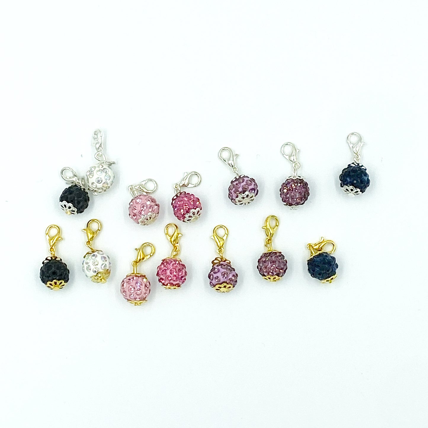 Rhinestone Planner Charms | Sparkly Dangles - Pink, Rose, Navy, Lavender, Black, White, Purple | Beaded Stitch Marker | Progress Keeper