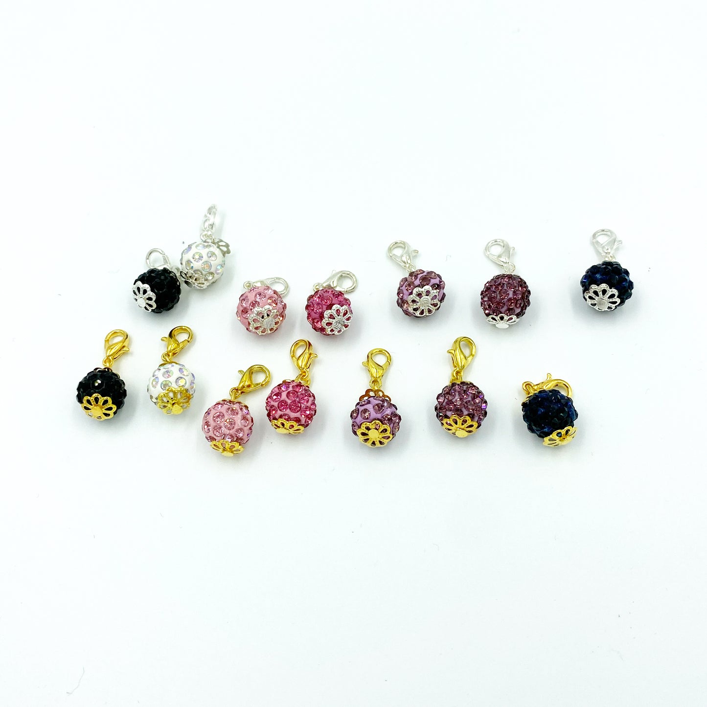 Rhinestone Planner Charms | Sparkly Dangles - Pink, Rose, Navy, Lavender, Black, White, Purple | Beaded Stitch Marker | Progress Keeper