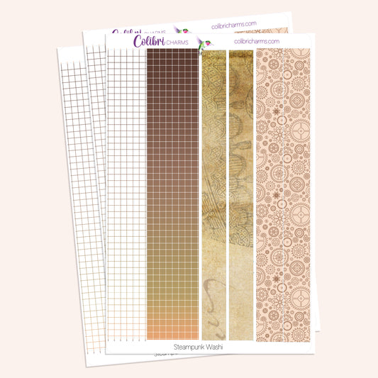 Steampunk Washi Strip Stickers | Vintage Deco | Like Clockwork Planner Stickers | Seasonal Planner Stickers