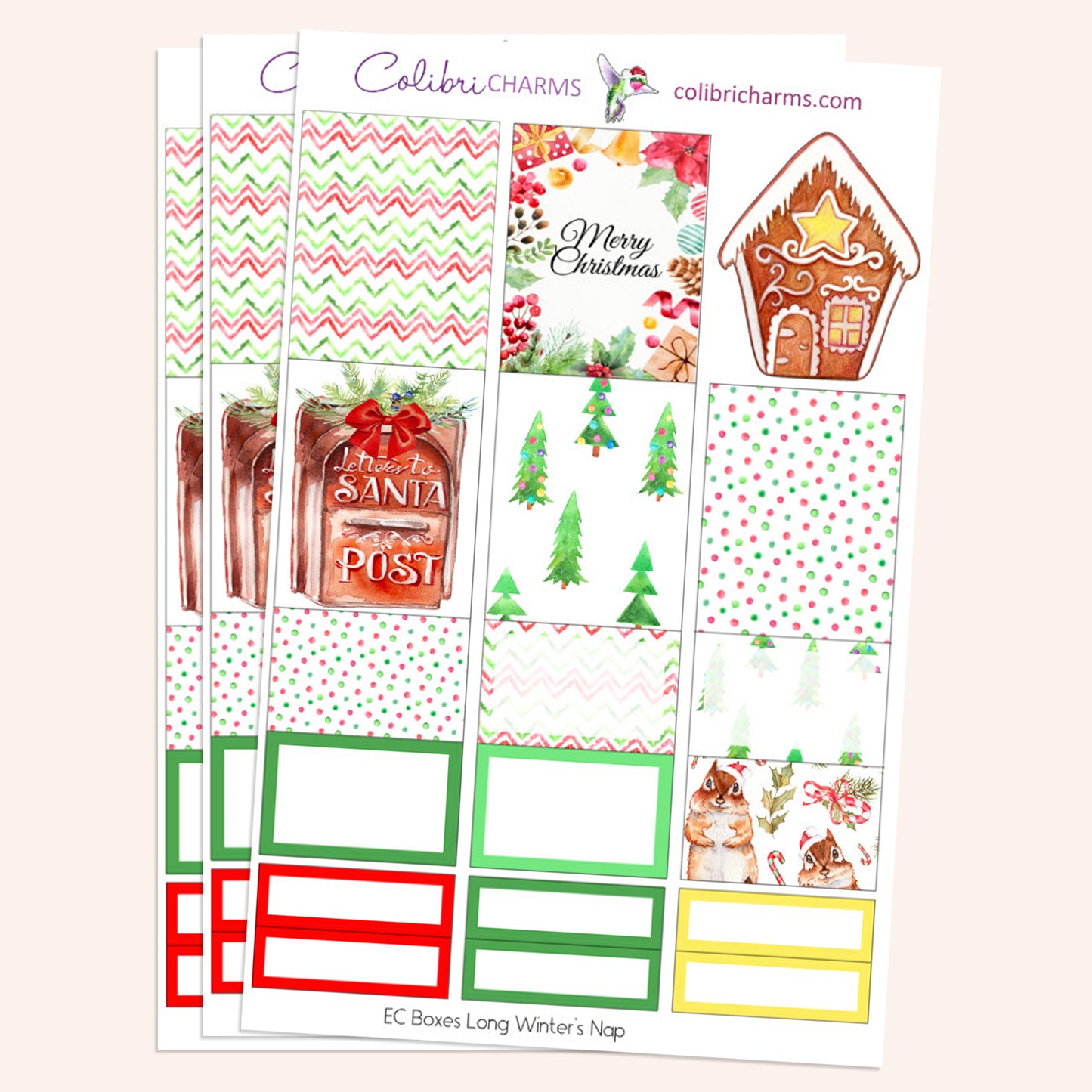 Long Winter’s Nap Box Planner Stickers | Christmas Stickers | Winter Stickers | Happy Planner Stickers | Seasonal Planner Stickers