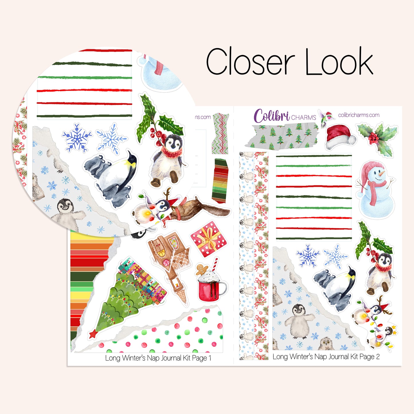 Long Winter's Nap Journal Kit | Christmas Planner Decor | Holiday Stickers | Xmas Planner Stickers | Bullet | Bujo