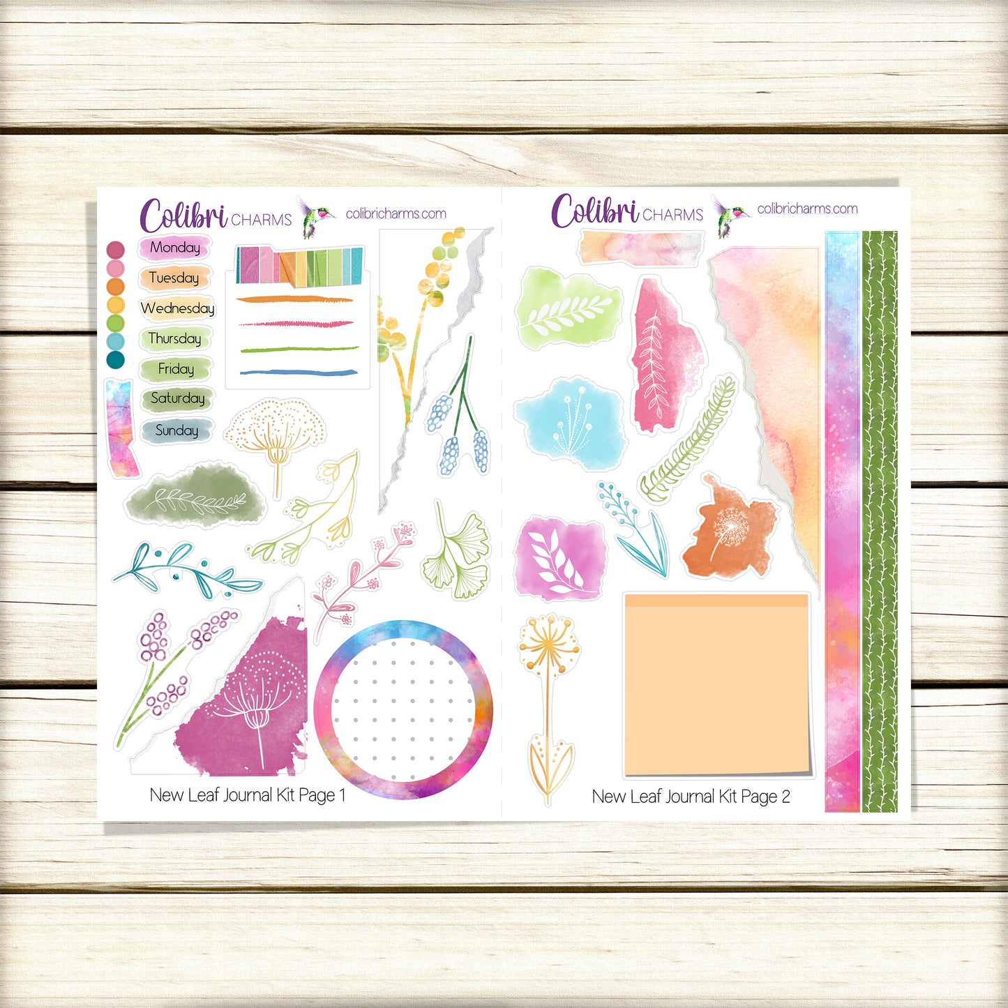 New Leaf Journal Kit | Botanical Decor | Watercolor Planner Stickers | Seasonal Planner Stickers | Bullet | Bujo