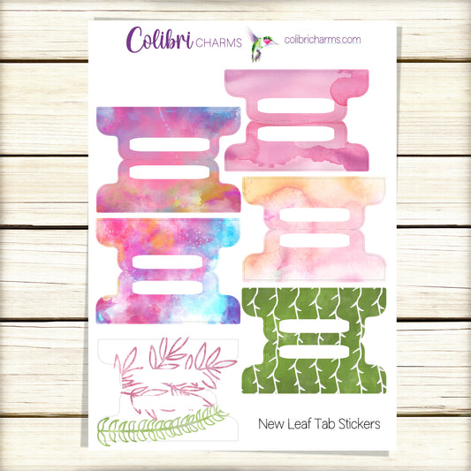 New Leaf Tab Planner Stickers | Botanical Deco Bullet Journal Stickers | Bujo Organization