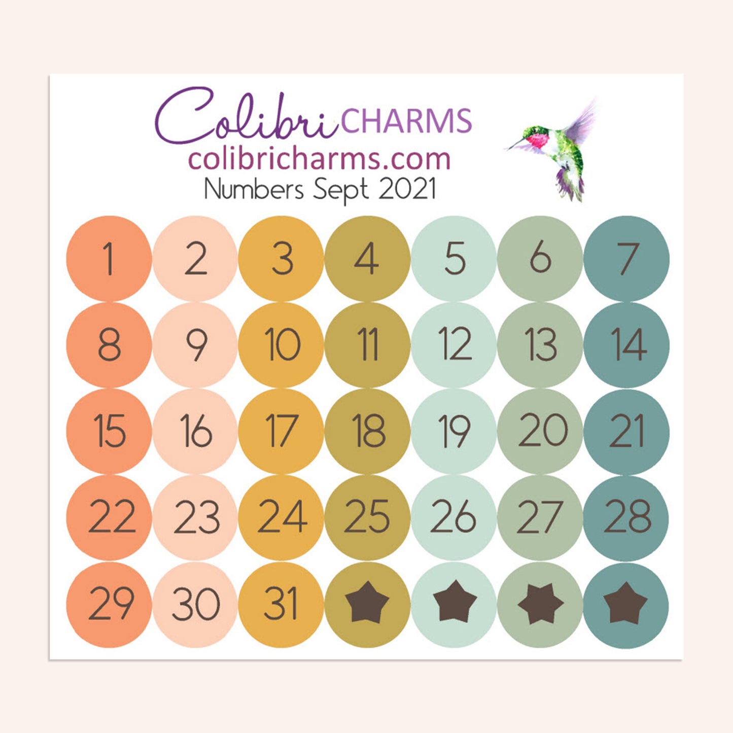 Brushstroke Days of the Week Planner Stickers September 2021 | Watercolor DOTW Stickers | Number Stickers | Date Dots | Date Stickers