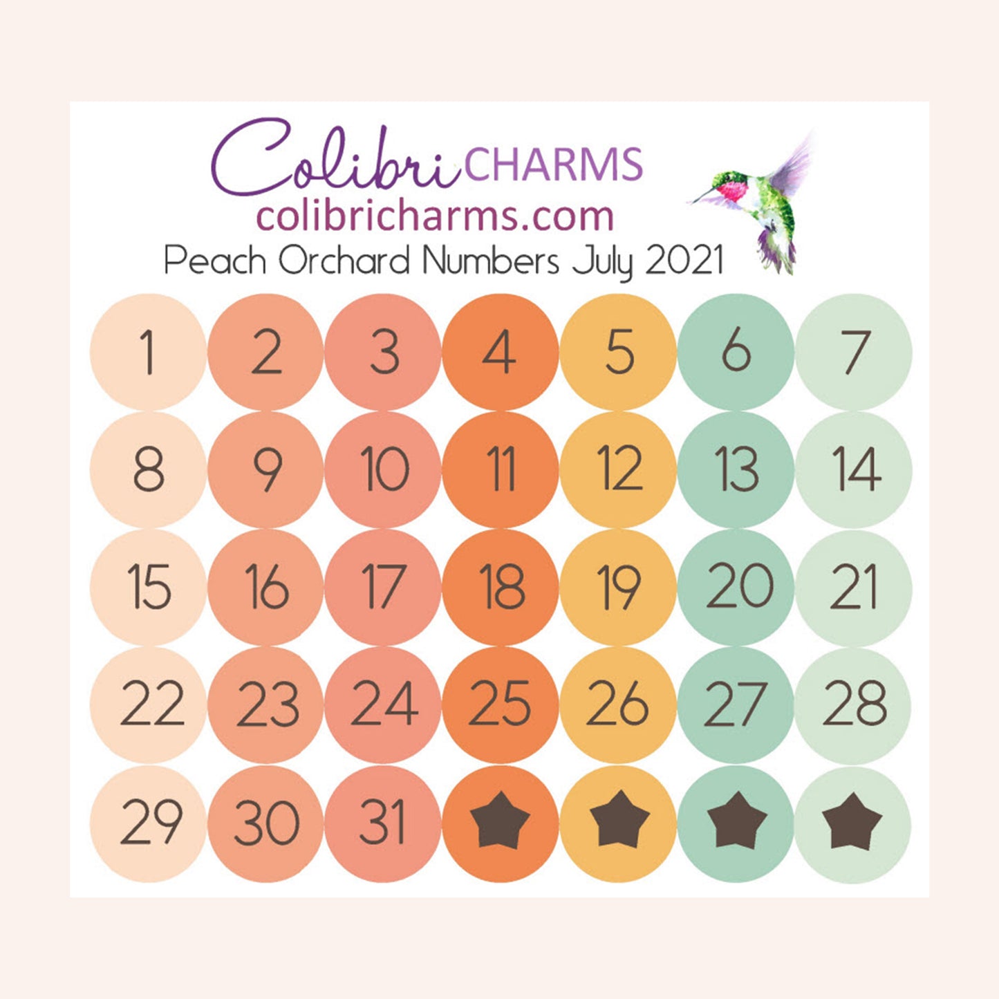 Brushstroke Days of the Week Planner Stickers in Peach Orchard | Watercolor DOTW Stickers | Number Stickers | Date Dots | Date Stickers