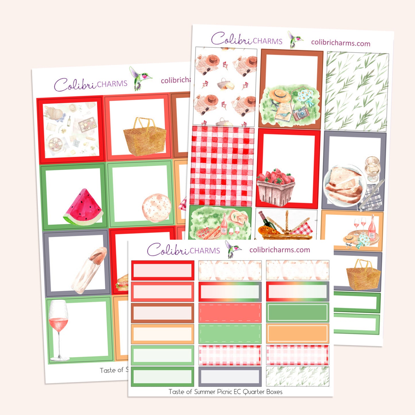 Taste of Summer Picnic Box Planner Stickers | Picnic Blanket Stickers | Summertime Stickers | Happy Planner Stickers | Seasonal Planner