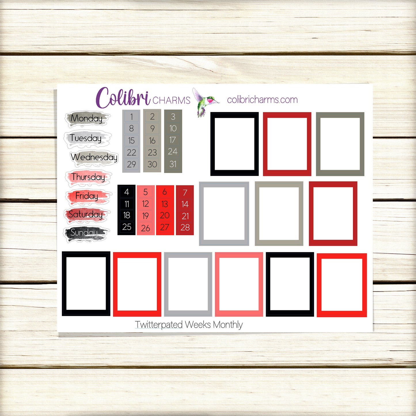 Twitterpated Weeks Monthly Planner Stickers | Colorful Watercolor DOTW | PrintPression | Hobonichi |Tiny Number Stickers | Date Dots