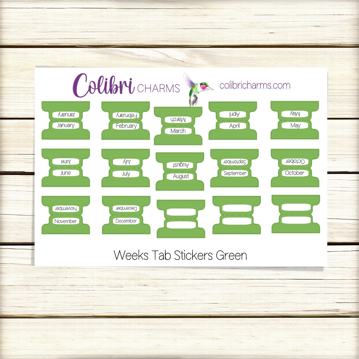 Weeks Tab Month Stickers | Single Color Tab Planner Stickers | Planner Organization | Hobo Month Tabs