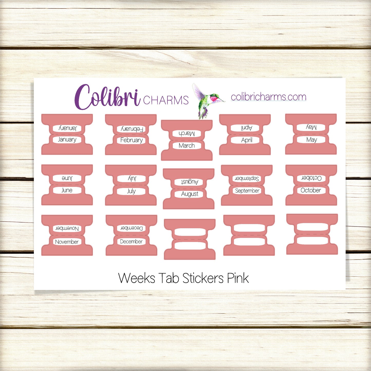 Weeks Tab Month Stickers | Single Color Tab Planner Stickers | Planner Organization | Hobo Month Tabs