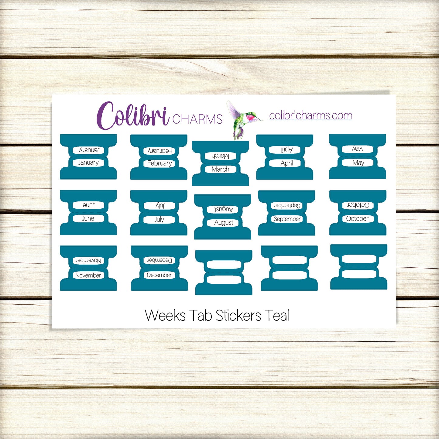 Weeks Tab Month Stickers | Single Color Tab Planner Stickers | Planner Organization | Hobo Month Tabs