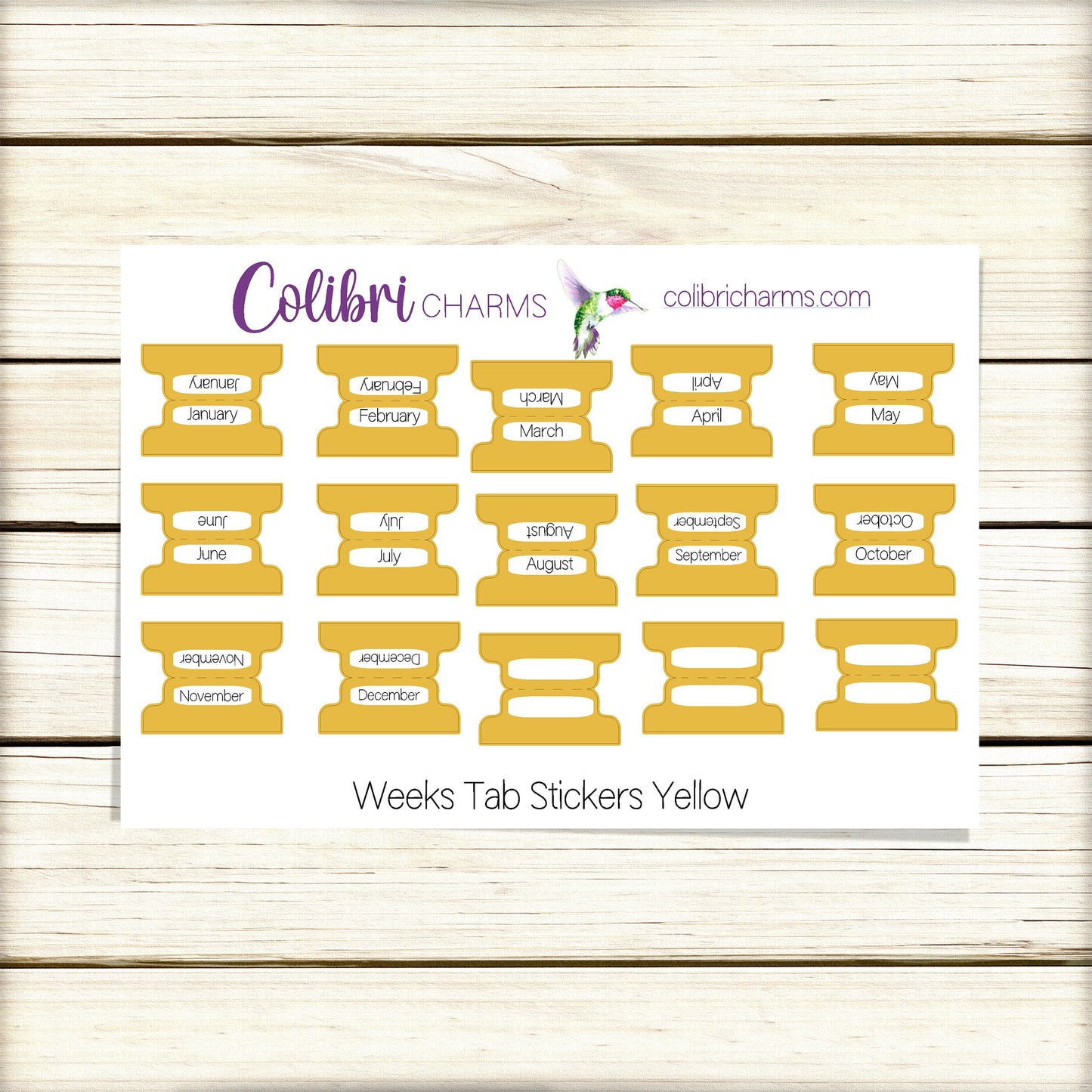 Weeks Tab Month Stickers | Single Color Tab Planner Stickers | Planner Organization | Hobo Month Tabs