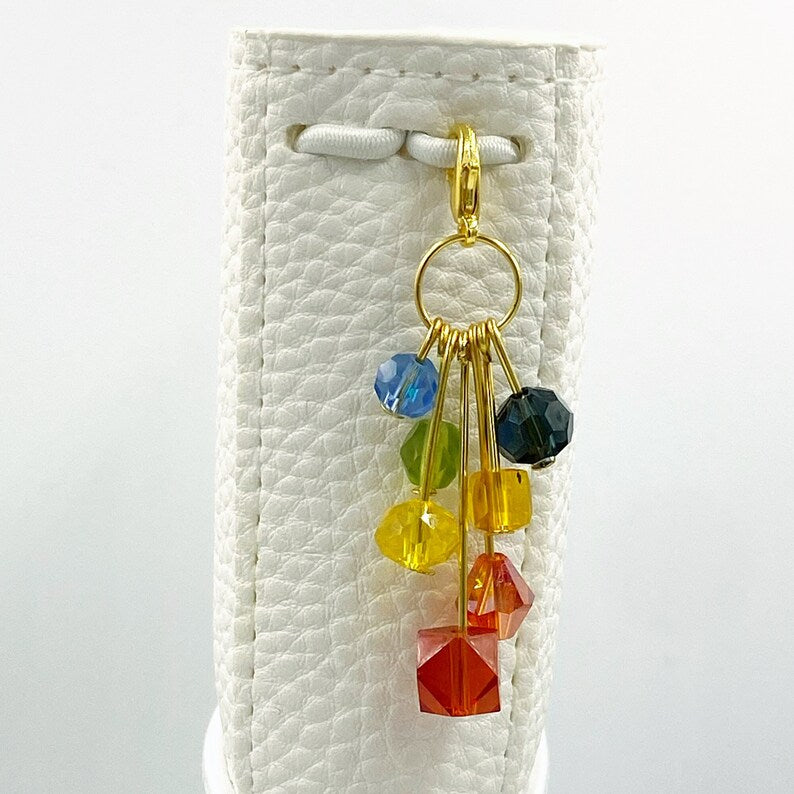 Books & Beans Beaded Planner Charm | Colorful Bead Dangle | Rainbow Beaded Chain | Keychain