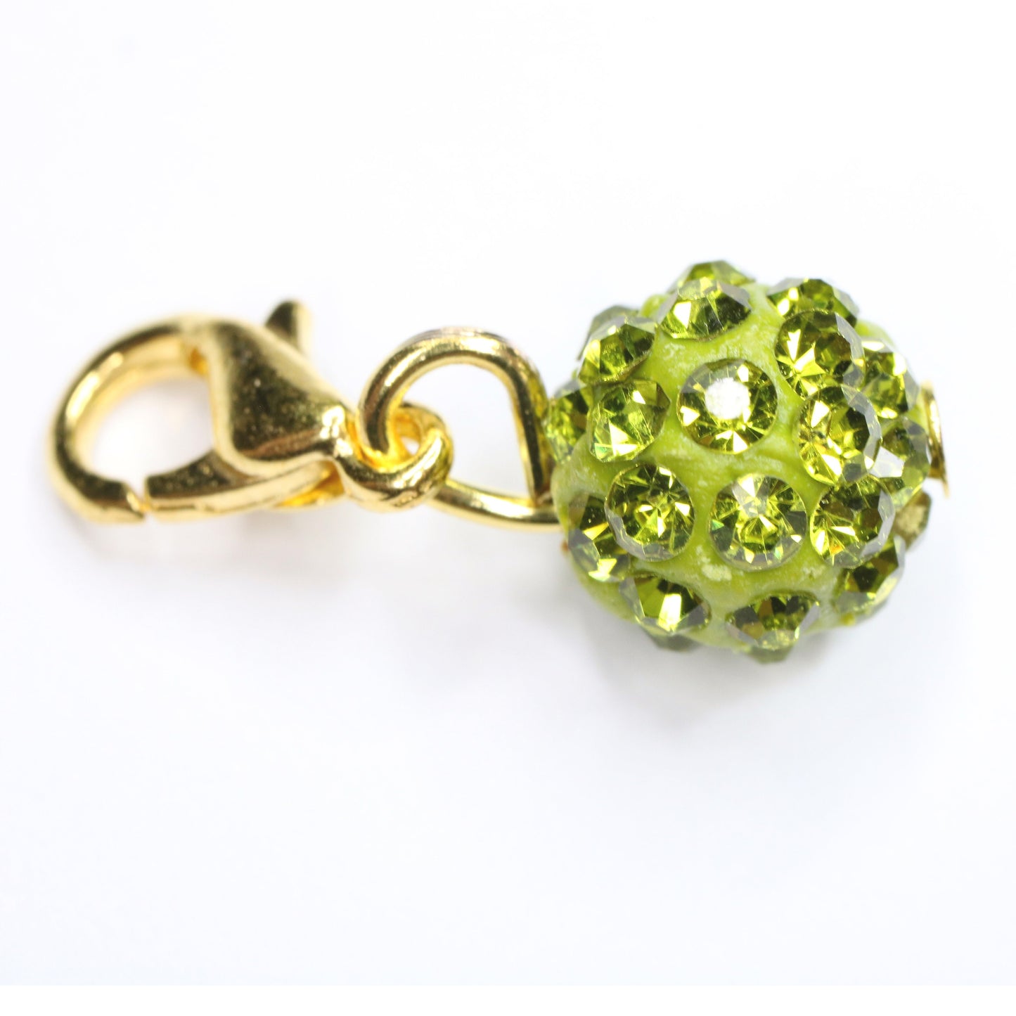 Small Olive Green Rhinestone Dangle Charm | Sparkle Clip | Bling Bookmark