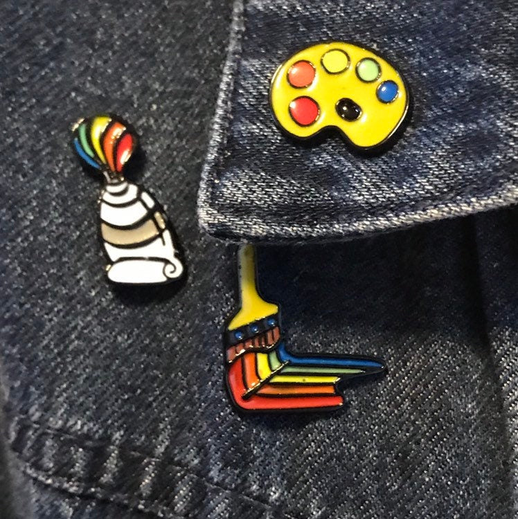 Art Materials Enamel Pins | Artist Brooches | Paint Tube | Palette | Paintbrush