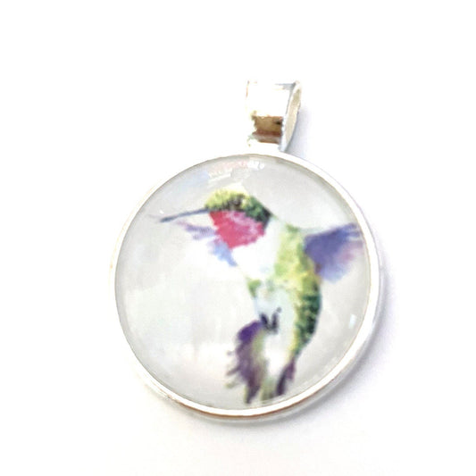 Hummingbird 25mm Cabochon Charm, Calibri Clips, Kalibri Bookmarks, 1-inch Charm