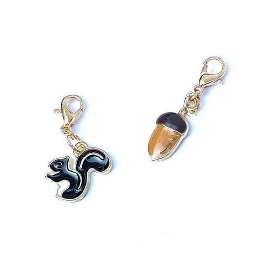 Squirrel and Acorn Charms | Autumn Animal Clip | Critter Bookmark