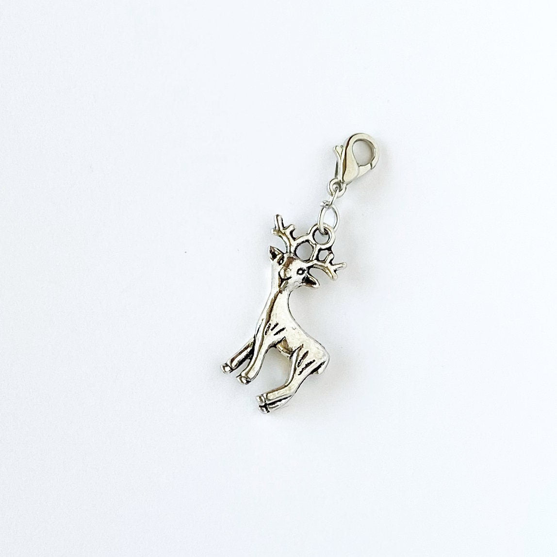 Silver Reindeer Charm | Christmas Bookmark | Festive Stitch Marker