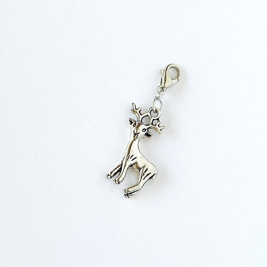 Silver Reindeer Charm | Christmas Bookmark | Festive Stitch Marker