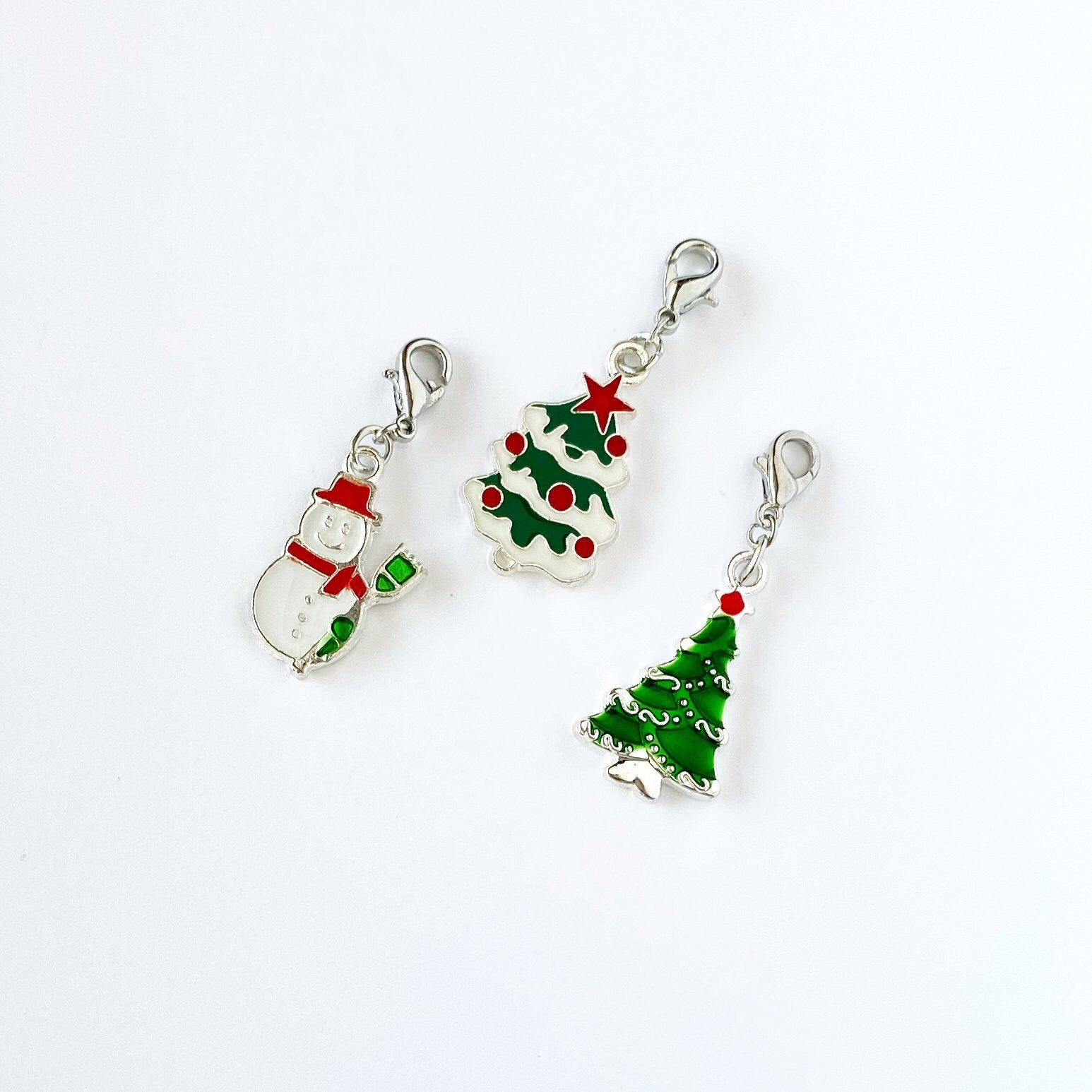 Enamel Christmas Charms, Holiday Stitch Markers