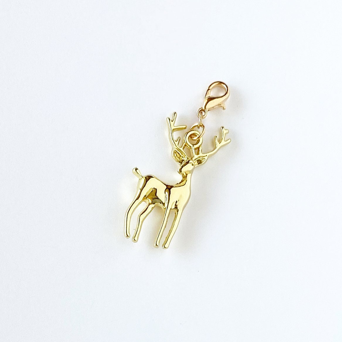 Gold Reindeer Charm | Rudolph Bookmark | Dancer Prancer Vixen Stitch Marker | Progress Keeper | Stitch Counter