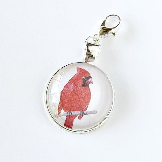 Cardinal 25mm Cabochon Charm, Winter Bird Clips, Gifts Under $10, Cardinal Bookmark, 1-inch Charm