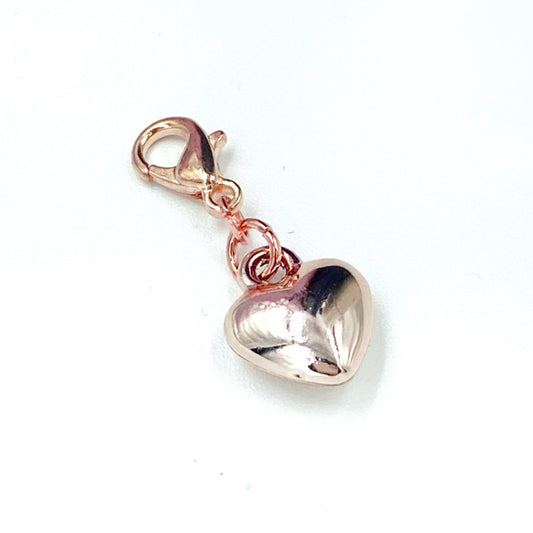 Gold Puffy Heart Charm | Valentine Stitch Marker | Love Progress Keeper